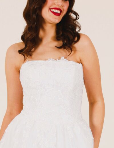 Straight bodice with lace and tulle skirt