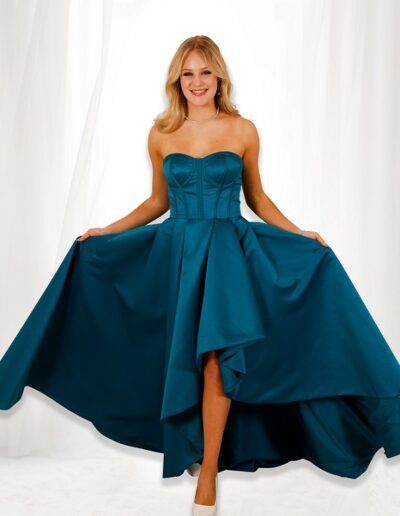 Satin formal gown with corset back